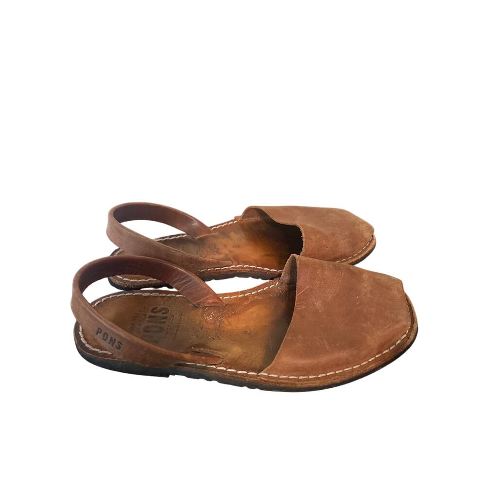 Pons Menorca Sandals Dark Camel Size US 8 Avarca Leather Made In Spain Classic m - Picture 3 of 5